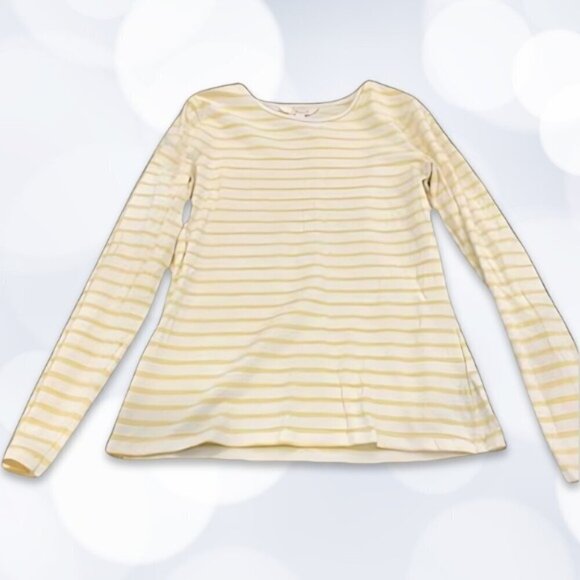 Long Tall Sally T-Shirt Long Sleeve Crew Neck Yellow Striped Women's Small EUC - Picture 2 of 3